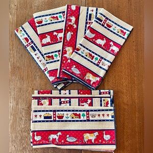 Vintage cloth farm napkins - set of 8